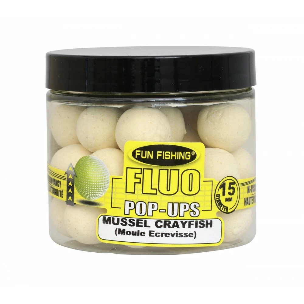 Fluo Pop Ups Moule Ecrevisse Blanc 15mm 67g FUN FISHING